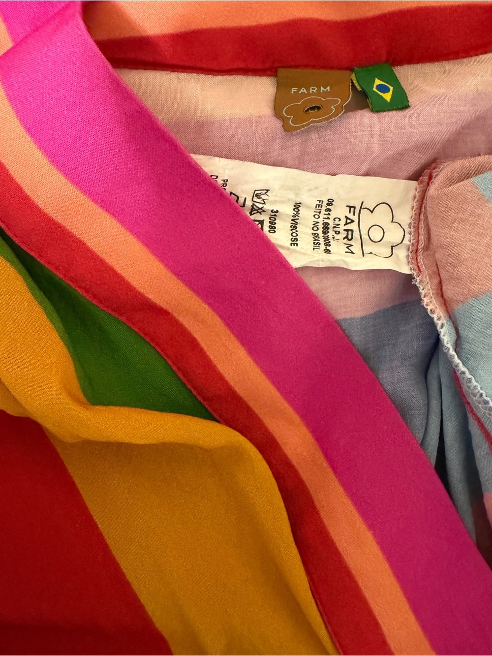Farm Rio Abstract Colorful Print Open Front Kimono Cardigan one size Brazilian - Picture 8 of 9